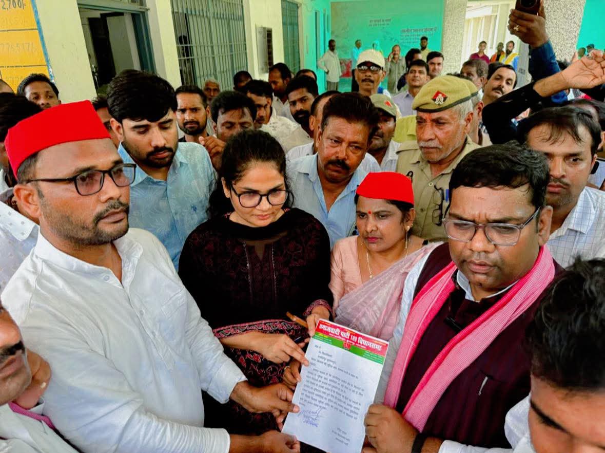 a group of people standing in a line