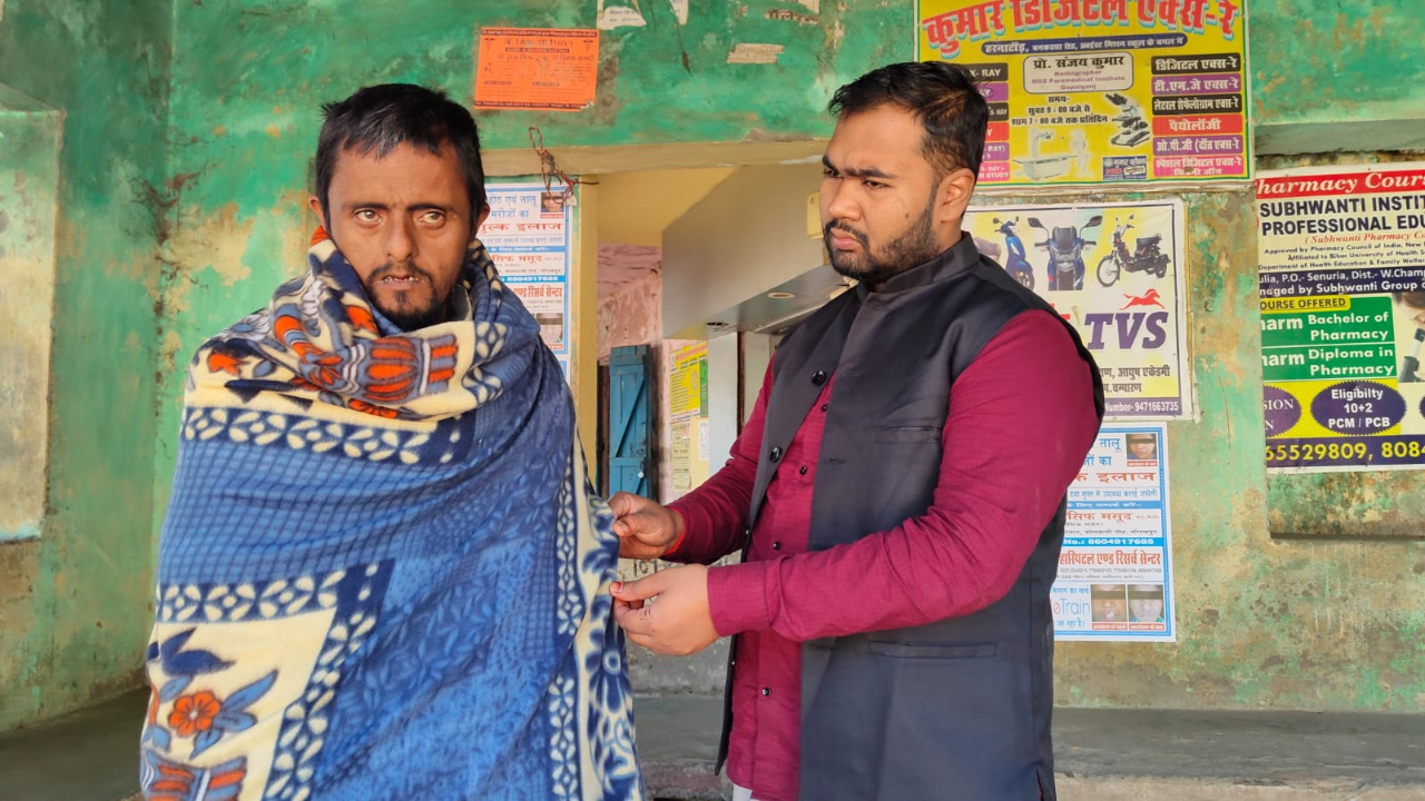Dozens of needy people on the India-Nepal border received relief through distribution of blankets.