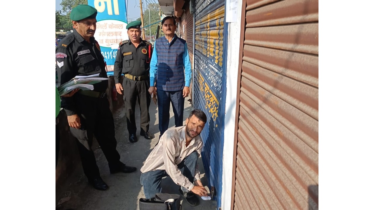 The corporation sealed five shops for not paying Rs 6.5 lakh rent.