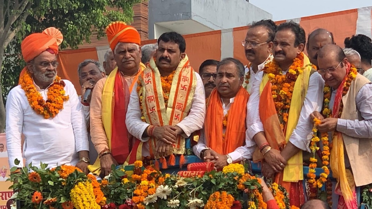 Newly appointed BJP district president Ajit Singh Rana received a grand welcome in Saharanpur.